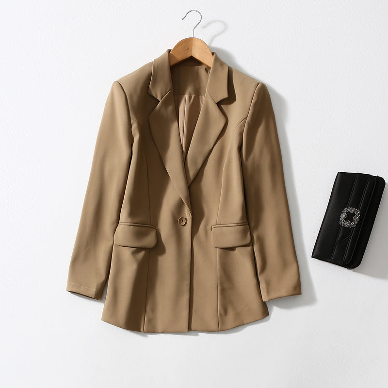 One Button Casual Suit Jacket – Loose Fit Anti-Wrinkle Collar