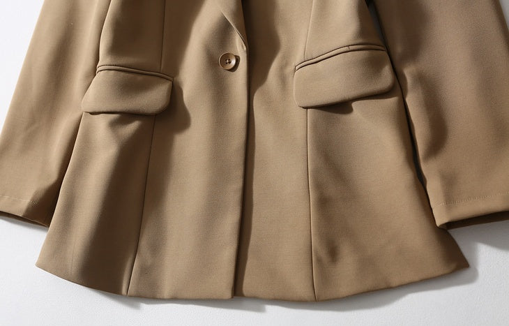 One Button Casual Suit Jacket – Loose Fit Anti-Wrinkle Collar