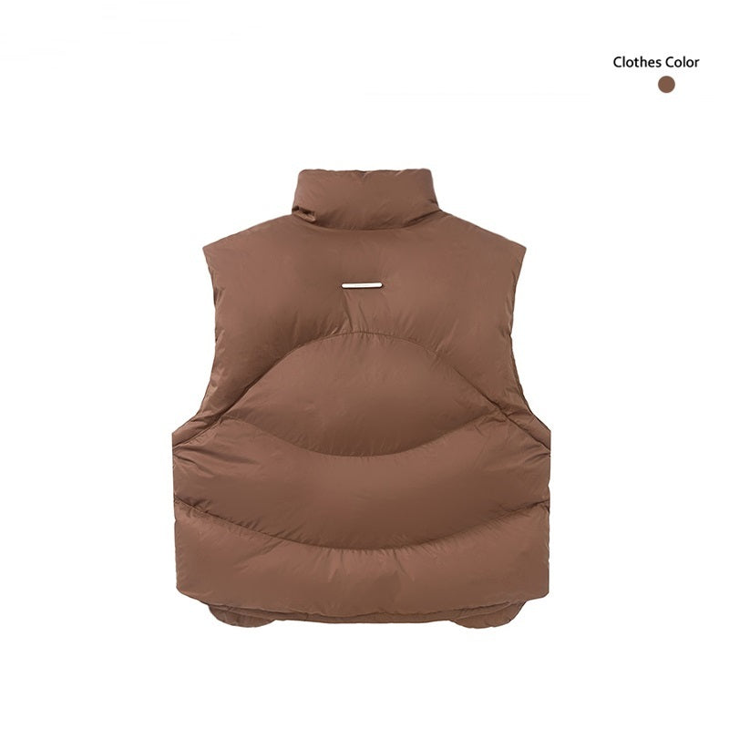 Niche Design Stand Collar Cotton Waistcoat – Short Fit