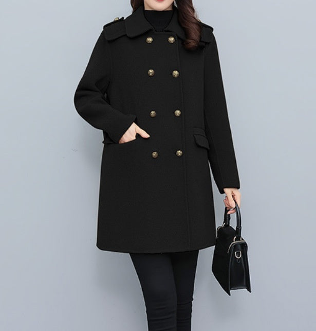 Korean Style Wool Double-Breasted Coat