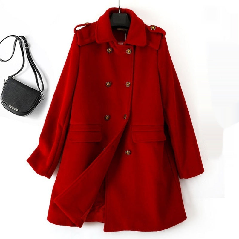 Korean Style Wool Double-Breasted Coat