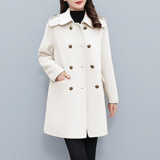 Korean Style Wool Double-Breasted Coat