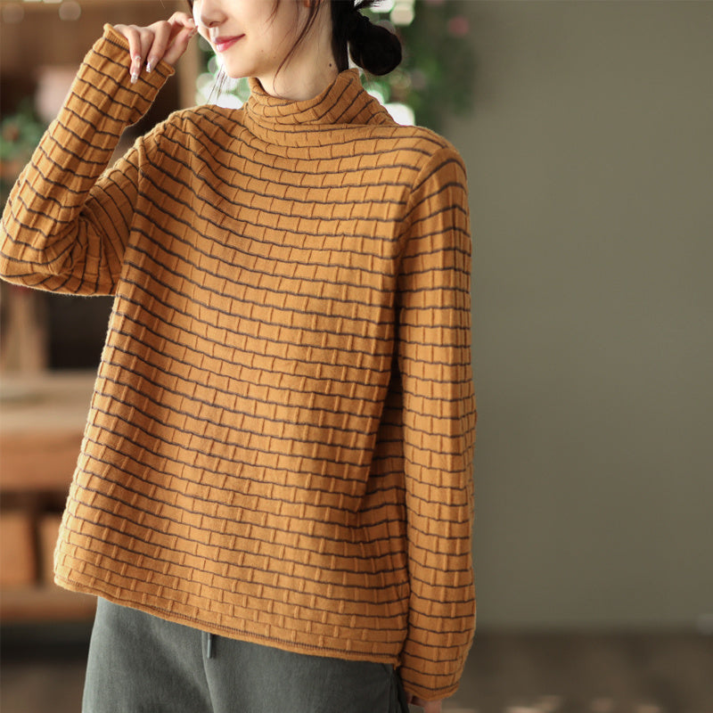Black High Collar 3D Knit Shirt – Retro Autumn/Winter